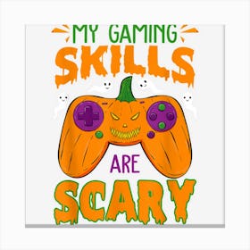 Funny Halloween Gaming Skills Pumpkin Gamer Girls Boys Kids Canvas Print