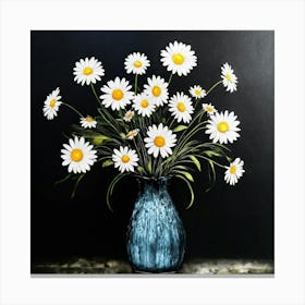 Daisy Flowers Vase Dark Art 2 Canvas Print