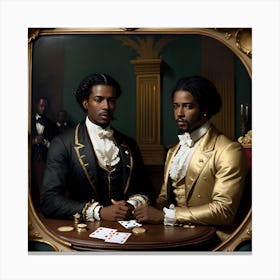 Two Men Playing Cards Canvas Print