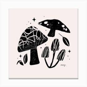 Absract Mushrooms White Square Canvas Print