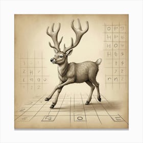 Deer On A Grid Canvas Print