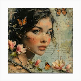 'The Girl With Butterflies' Canvas Print