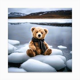 Peaceful Winter Teddy Bear In The Snow Canvas Print