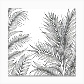 Line Art palm leaves 2 Canvas Print