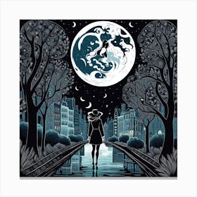 Moonlight In The City Canvas Print