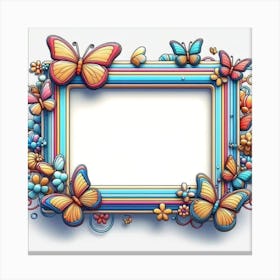 Colorful Frame With Butterflies Canvas Print