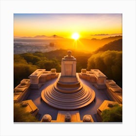 Sunset At The Buddhist Temple Canvas Print