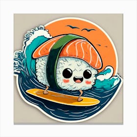 Sushi Surfboard Sticker 2 Canvas Print