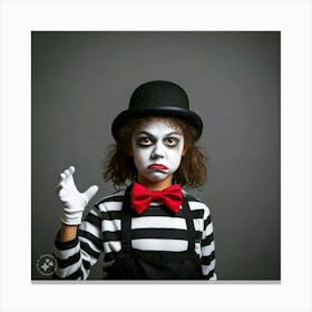 Boy Dressed As A Clown Canvas Print