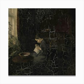 Woman In A Window Canvas Print