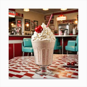 American Milkshake Generate An Image Of A Classic American Milkshake With Whipped Cream And A Cherry 1638010180 Canvas Print