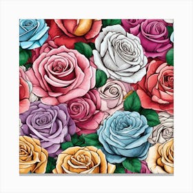 Roses Seamless Pattern 20 Canvas Print