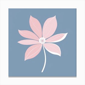 A White And Pink Flower In Minimalist Style Square Composition 65 Canvas Print