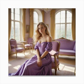 Portrait Of A Young Woman In A Purple Dress 2 Canvas Print