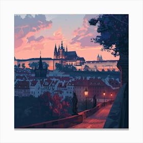 A Prague Castle In Prague Lofi Illustration 1720028299 2 Canvas Print