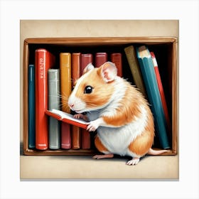 Hamster Reading Book 4 Canvas Print