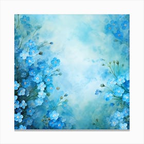 Watercolor Background With Blue Flowers Canvas Print