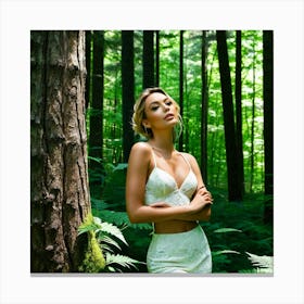 Beautiful Woman In The Forest 14 Canvas Print