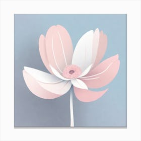 A White And Pink Flower In Minimalist Style Square Composition 726 Canvas Print