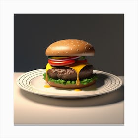 Hamburger On A Plate 83 Canvas Print