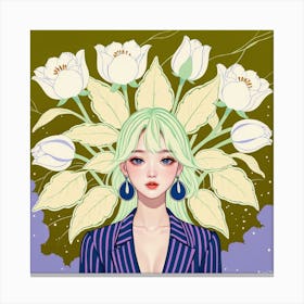 Girl With Flowers 1 Canvas Print