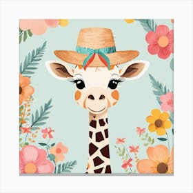 Floral Baby Giraffe Nursery Illustration (1) 1 Canvas Print
