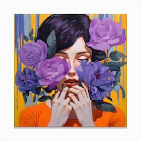 Between Purple Flowers Canvas Print