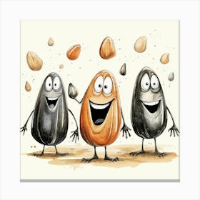 Cartoon Nut Characters Canvas Print