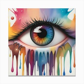Rainbow Eye watercolor splash Canvas Print