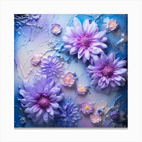 Abstract Flowers On A Blue Background Canvas Print