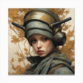 Girl In A Helmet Canvas Print