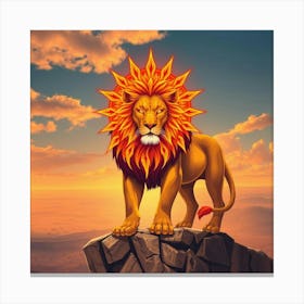 Lion On The Cliff 1 Canvas Print