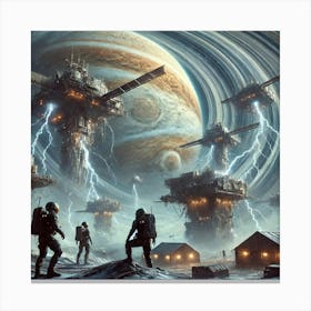 A Dramatic Sci Fi Depiction Of The Struggle For Su Canvas Print