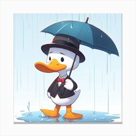 Duck In The Rain 2 Canvas Print