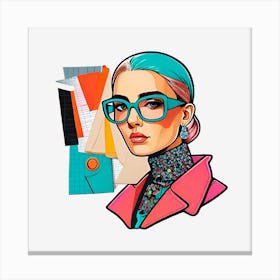 Fashion Girl With Glasses Canvas Print