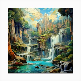 Waterfall Painting 1 Canvas Print