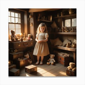 girl in old attic Canvas Print