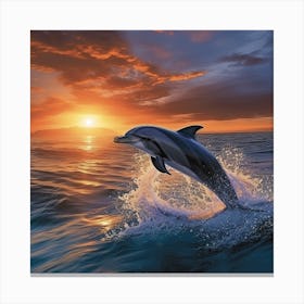 Dolphin Jumping At Sunset 2 Canvas Print