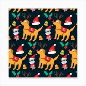 Funny Christmas Pattern Background Canvas Print