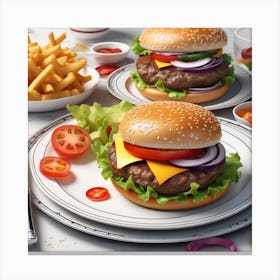 Hamburgers And Fries 6 Canvas Print