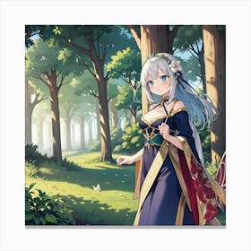 Anime Girl In A Forest Canvas Print