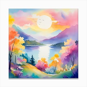 Sunset Over Lake Canvas Print