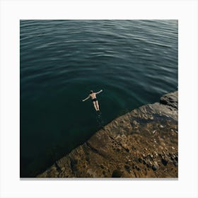 Person Swimming In The Sea Canvas Print