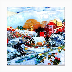 Colorful Winter Village Canvas Print