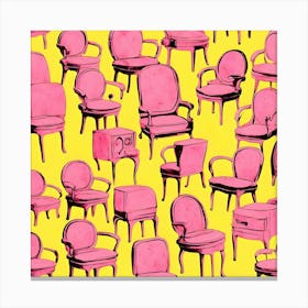 Pink Chairs on Yellow Background Canvas Print