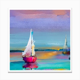 Sailboats On The Water.Printed wall painting, high-level art. Canvas Print