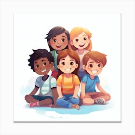 Children Sitting On The Floor Canvas Print