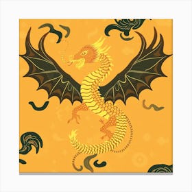 Dragon On A Yellow Background Canvas Print