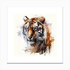 Tiger With Ink Splash Effect Canvas Print