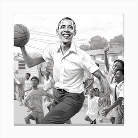 Obama Basketball Coloring Page 1 Canvas Print